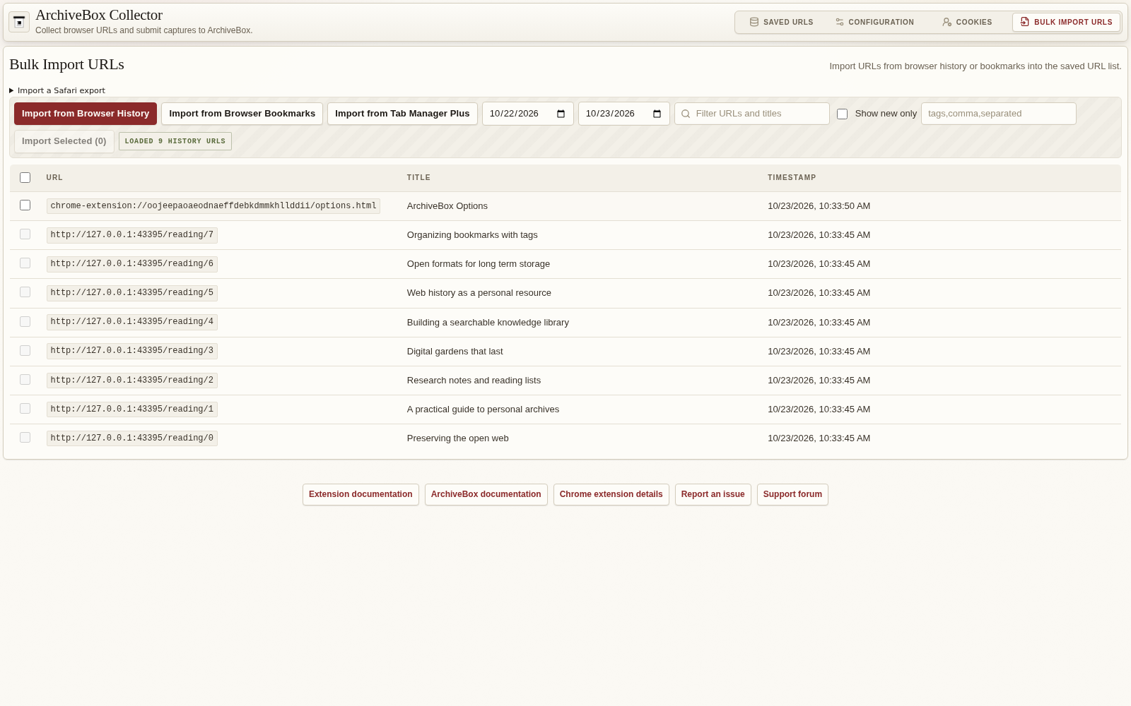 Import browser history — desktop