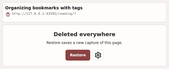 Deleted capture with restore and options — desktop