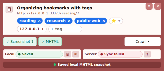 Save a page with its title and suggested tags